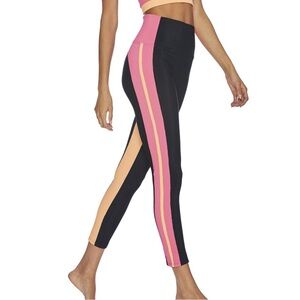 Women’s Beach Riot Sport Activewear Colorblock Ribbed Legging Black + Cantaloupe